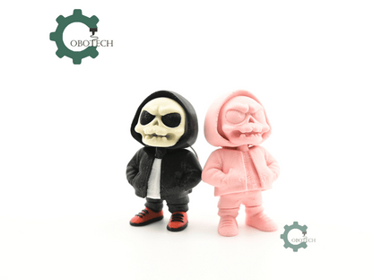 Digital Downloads - Cobotech Halloween Grumpy Skull Hoodie Articulated Keychain - Cute Backpack Keychain