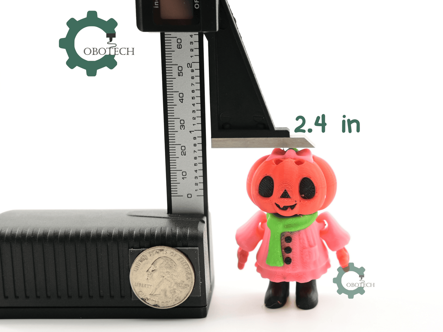 Digital Downloads - Cobotech Halloween Kawaii Pumpkin Girl Articulated Keychain - Cute Backpack Keychain