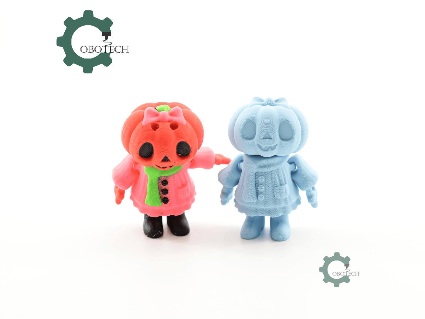 Digital Downloads - Cobotech Halloween Kawaii Pumpkin Girl Articulated Keychain - Cute Backpack Keychain