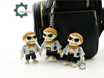 Digital Downloads - Cobotech Halloween Poor Grumpy Skeleton Articulated Keychain - Cute Backpack Keychain