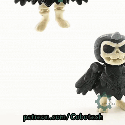 Digital Downloads - Cobotech Halloween Skeleton Crow Articulated Keychain - Cute Backpack Keychain