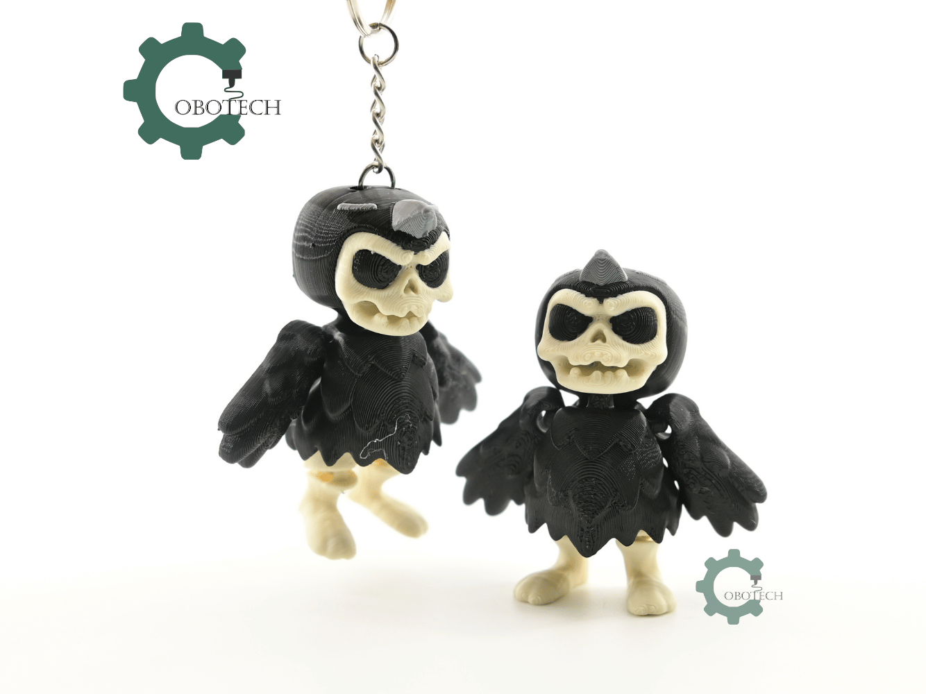 Digital Downloads - Cobotech Halloween Skeleton Crow Articulated Keychain - Cute Backpack Keychain