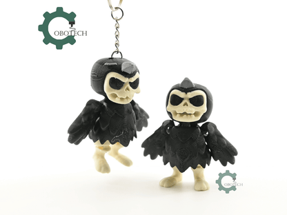 Digital Downloads - Cobotech Halloween Skeleton Crow Articulated Keychain - Cute Backpack Keychain