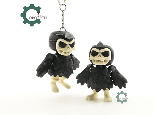 Digital Downloads - Cobotech Halloween Skeleton Crow Articulated Keychain - Cute Backpack Keychain