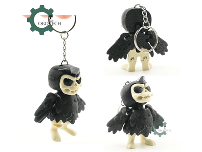 Digital Downloads - Cobotech Halloween Skeleton Crow Articulated Keychain - Cute Backpack Keychain