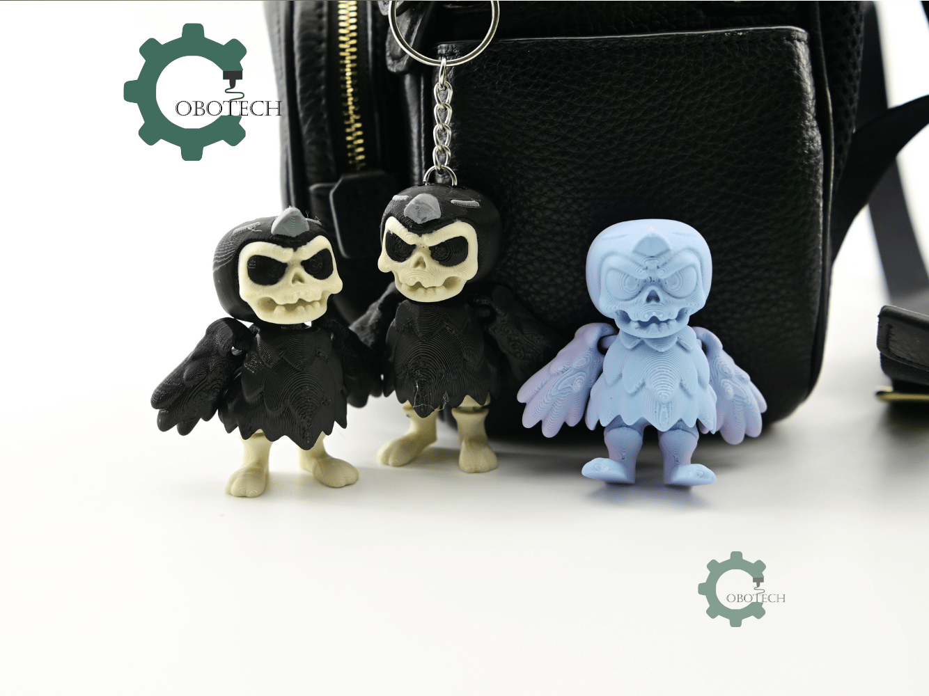 Digital Downloads - Cobotech Halloween Skeleton Crow Articulated Keychain - Cute Backpack Keychain