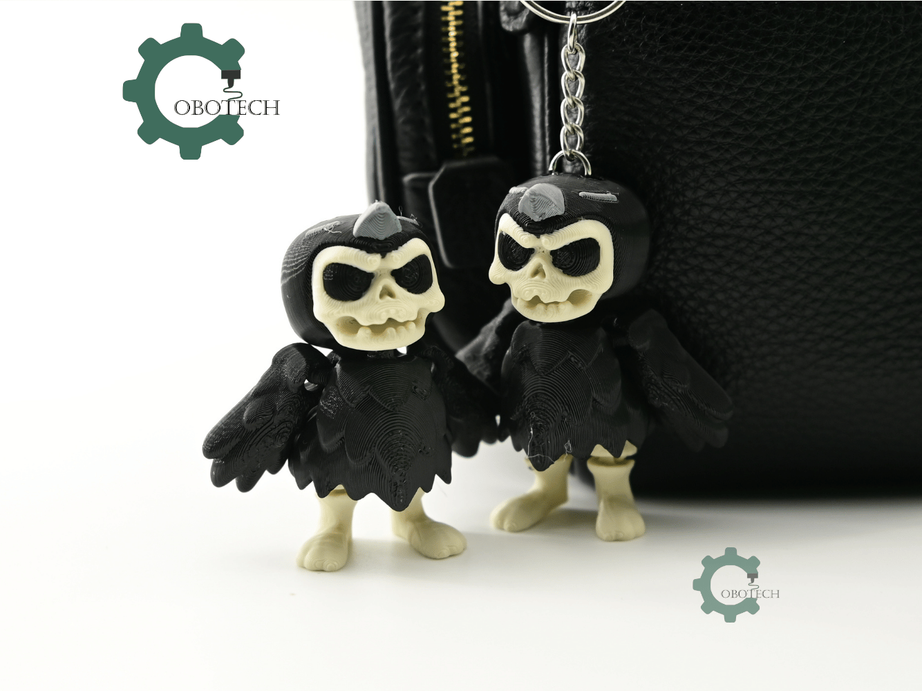 Digital Downloads - Cobotech Halloween Skeleton Crow Articulated Keychain - Cute Backpack Keychain