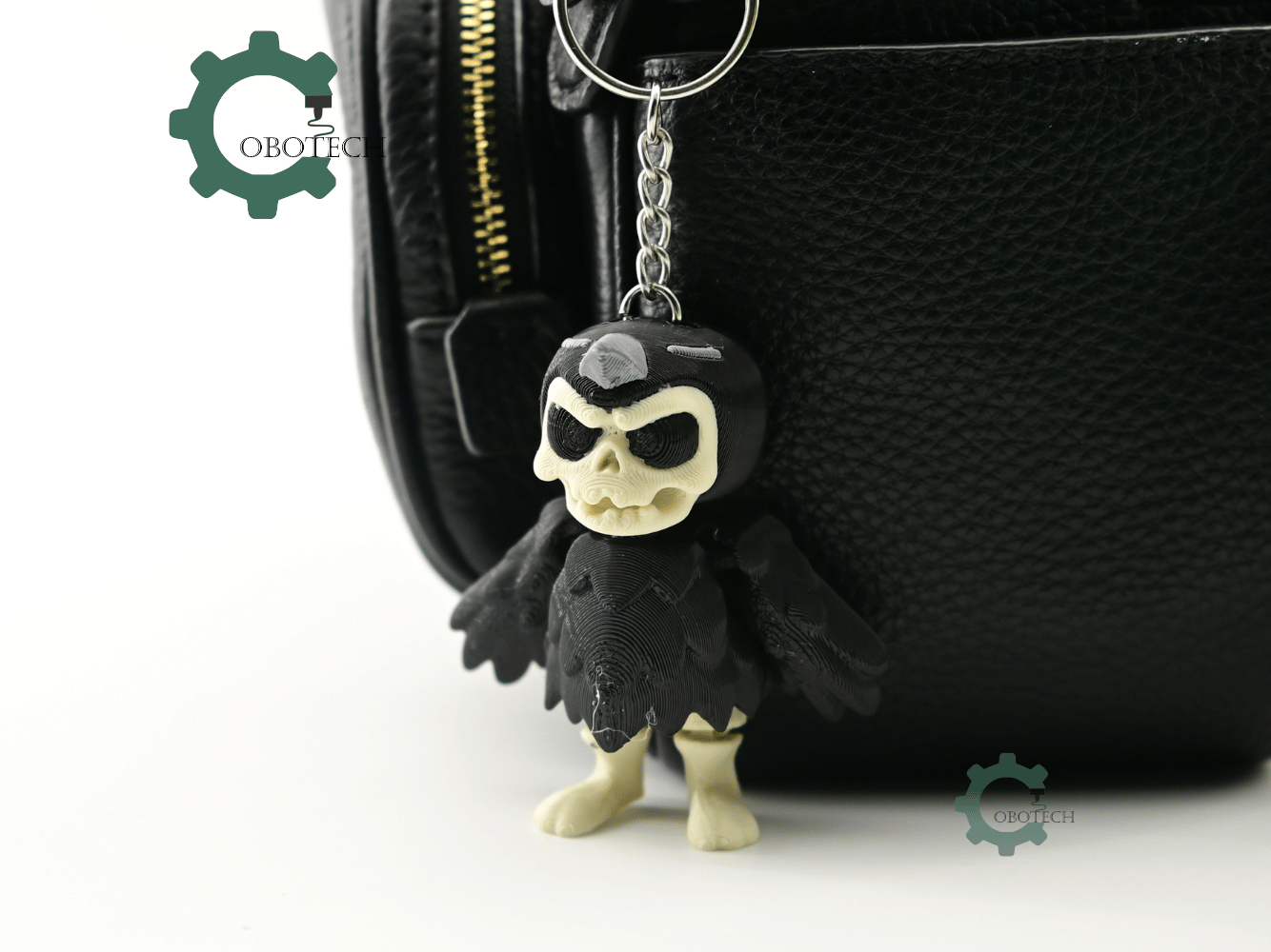 Digital Downloads - Cobotech Halloween Skeleton Crow Articulated Keychain - Cute Backpack Keychain