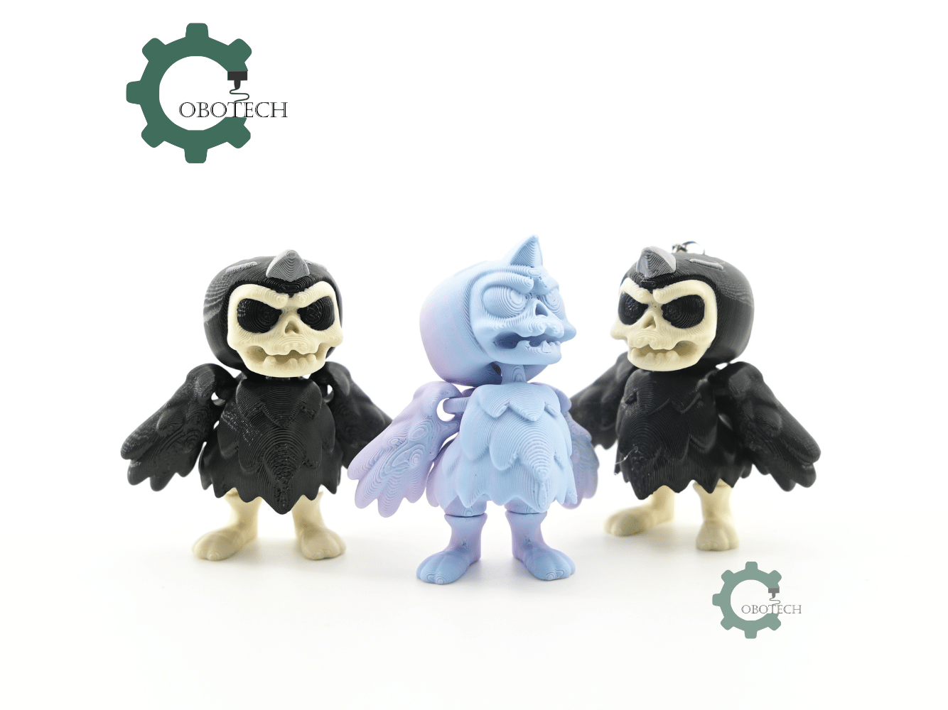 Digital Downloads - Cobotech Halloween Skeleton Crow Articulated Keychain - Cute Backpack Keychain