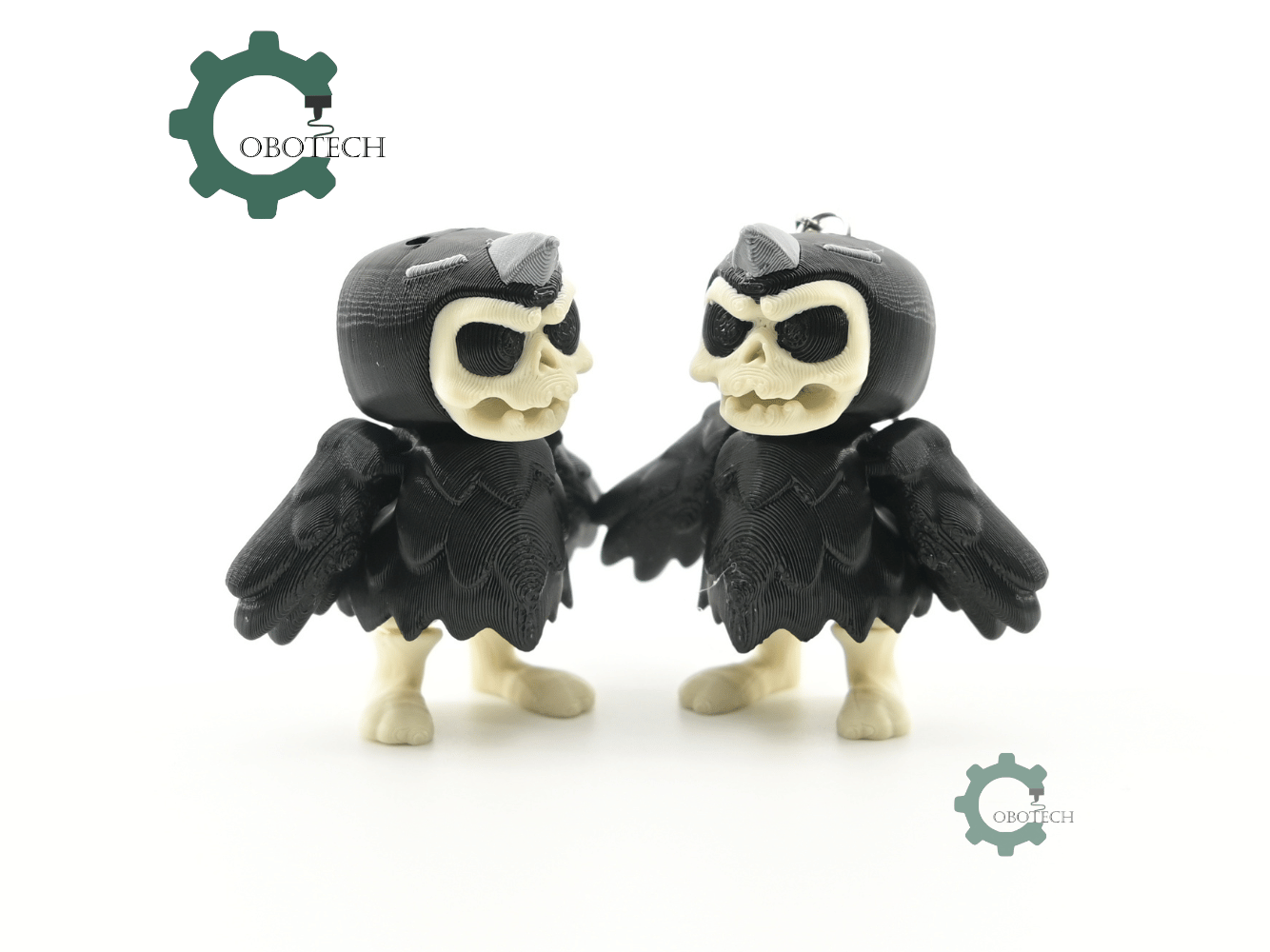 Digital Downloads - Cobotech Halloween Skeleton Crow Articulated Keychain - Cute Backpack Keychain