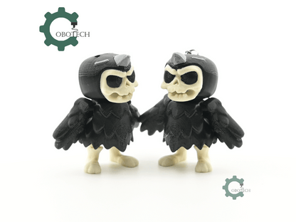 Digital Downloads - Cobotech Halloween Skeleton Crow Articulated Keychain - Cute Backpack Keychain