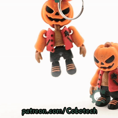 Digital Downloads - Cobotech Halloween Urban Pumpkin Head Articulated Keychain - Cute Backpack Keychain