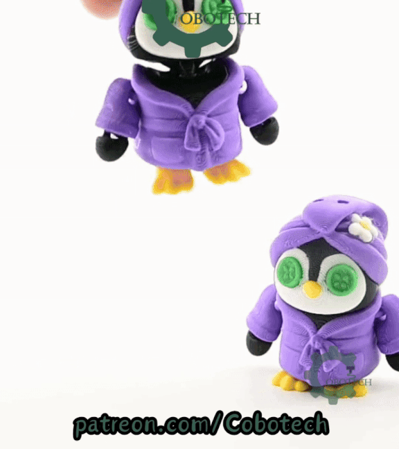 Digital Downloads - Cobotech Penguin Spa Retreat Articulated Keychain - Cute Backpack Keychain