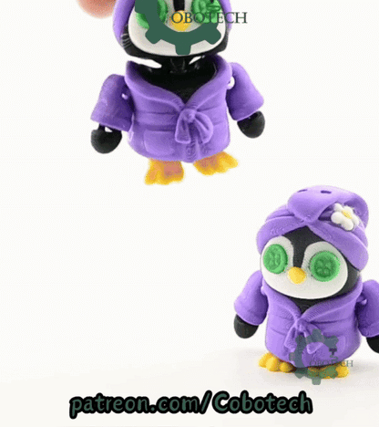 Digital Downloads - Cobotech Penguin Spa Retreat Articulated Keychain - Cute Backpack Keychain