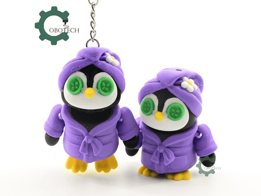 Digital Downloads - Cobotech Penguin Spa Retreat Articulated Keychain - Cute Backpack Keychain