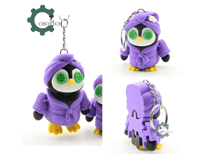 Digital Downloads - Cobotech Penguin Spa Retreat Articulated Keychain - Cute Backpack Keychain