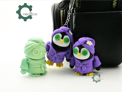 Digital Downloads - Cobotech Penguin Spa Retreat Articulated Keychain - Cute Backpack Keychain