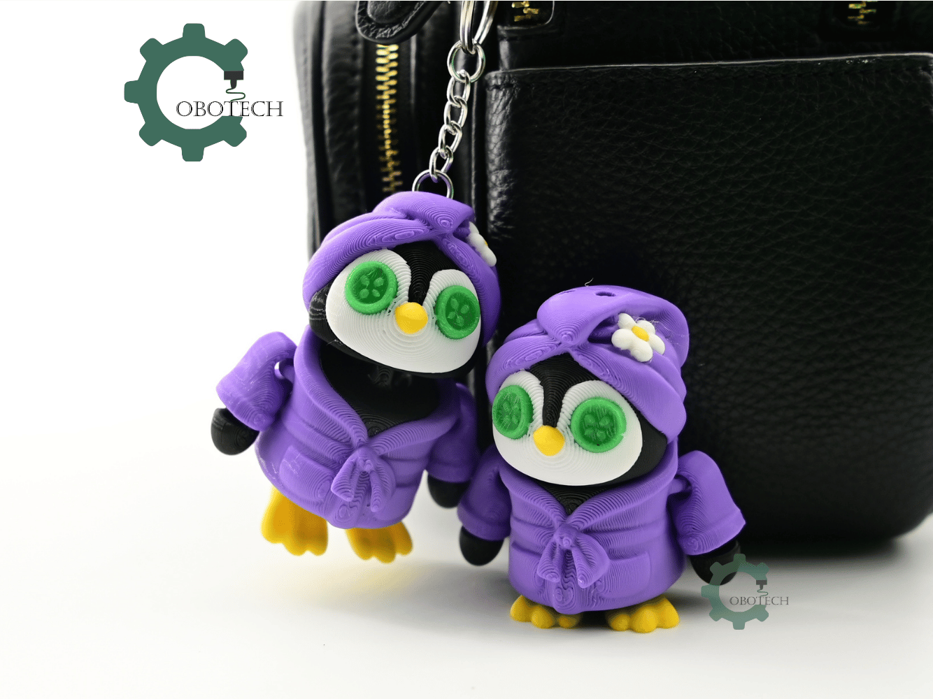 Digital Downloads - Cobotech Penguin Spa Retreat Articulated Keychain - Cute Backpack Keychain