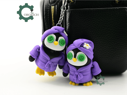 Digital Downloads - Cobotech Penguin Spa Retreat Articulated Keychain - Cute Backpack Keychain