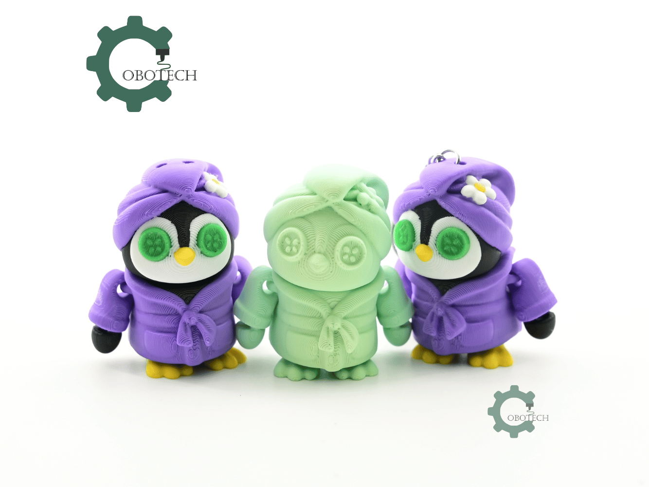 Digital Downloads - Cobotech Penguin Spa Retreat Articulated Keychain - Cute Backpack Keychain