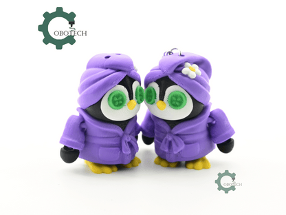 Digital Downloads - Cobotech Penguin Spa Retreat Articulated Keychain - Cute Backpack Keychain