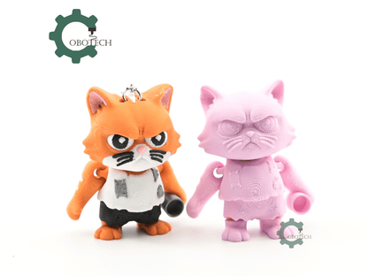 Digital Downloads - Cobotech Poor Angry Cat Articulated Keychain - Cute Backpack Keychain