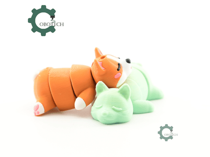 Digital Downloads - Cobotech Sleeping Corgi For Animal Lovers Articulated Keychain - Cute Backpack Keychain