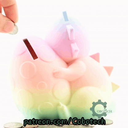 Digital Downloads - Cobotech Sleeping Dinosaur With Egg Piggy Bank - Desk Decor - Coin Bank Gifts