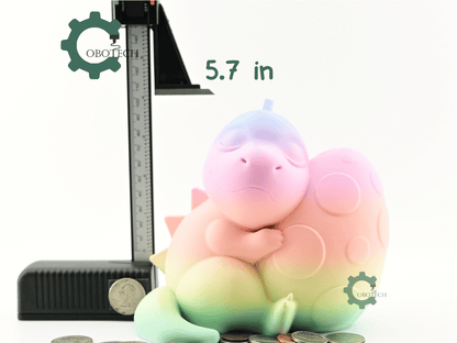 Digital Downloads - Cobotech Sleeping Dinosaur With Egg Piggy Bank - Desk Decor - Coin Bank Gifts