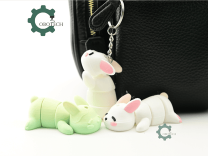Digital Downloads - Cobotech Sleepy Bunny Articulated Keychain - Cute Backpack Keychain