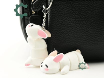 Digital Downloads - Cobotech Sleepy Bunny Articulated Keychain - Cute Backpack Keychain