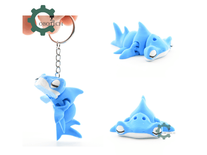 Digital Downloads - Cobotech Sleepy Hammerhead Shark Articulated Keychain - Cute Backpack Keychain