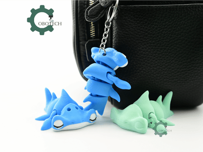 Digital Downloads - Cobotech Sleepy Hammerhead Shark Articulated Keychain - Cute Backpack Keychain