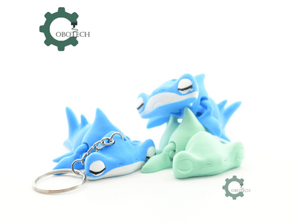 Digital Downloads - Cobotech Sleepy Hammerhead Shark Articulated Keychain - Cute Backpack Keychain