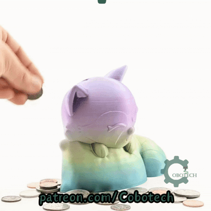Digital Downloads - Cobotech Sleepy Raccoon On Pillow Piggy Bank - Desk Decor - Coin Bank Gifts