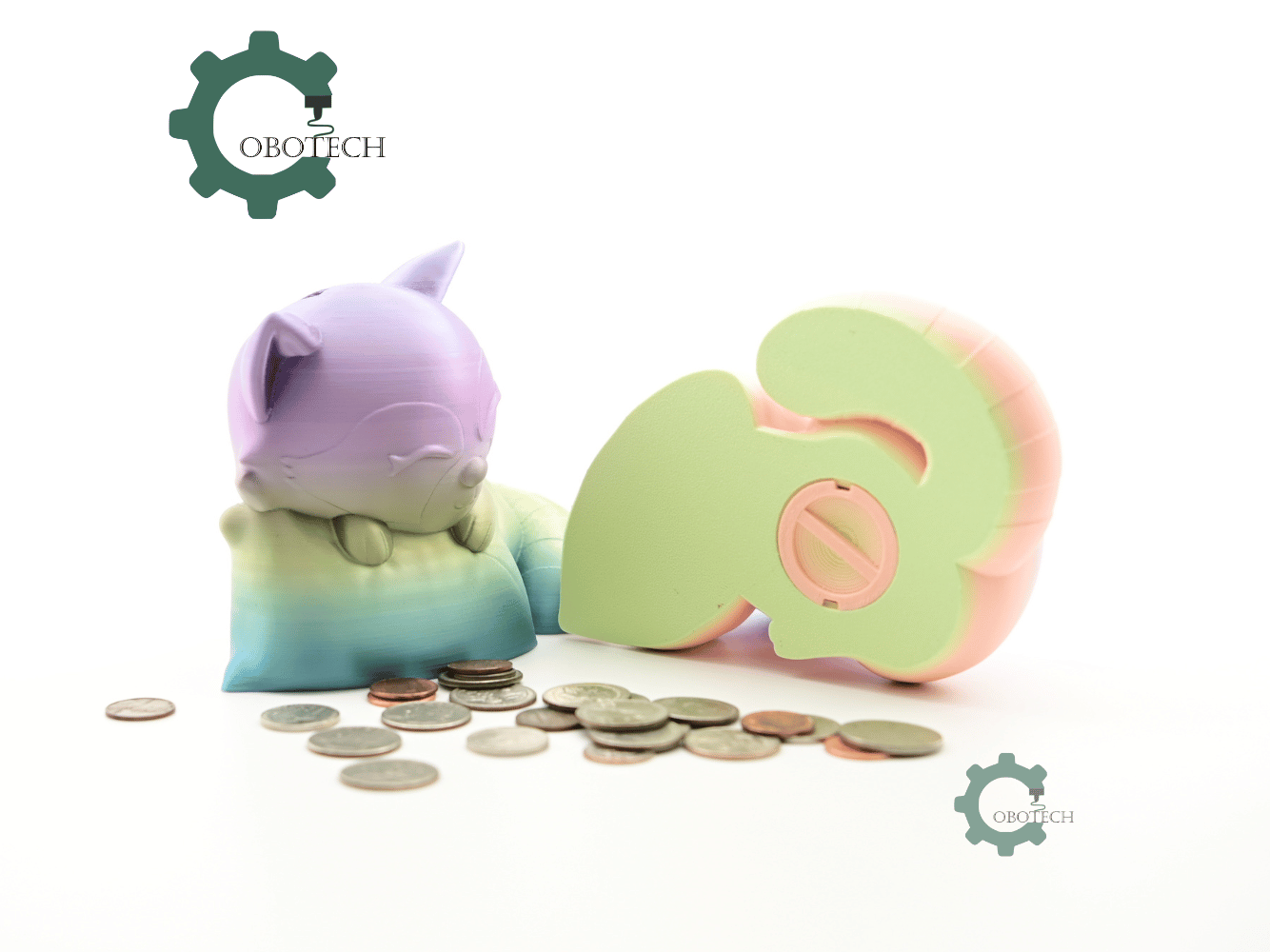 Digital Downloads - Cobotech Sleepy Raccoon On Pillow Piggy Bank - Desk Decor - Coin Bank Gifts