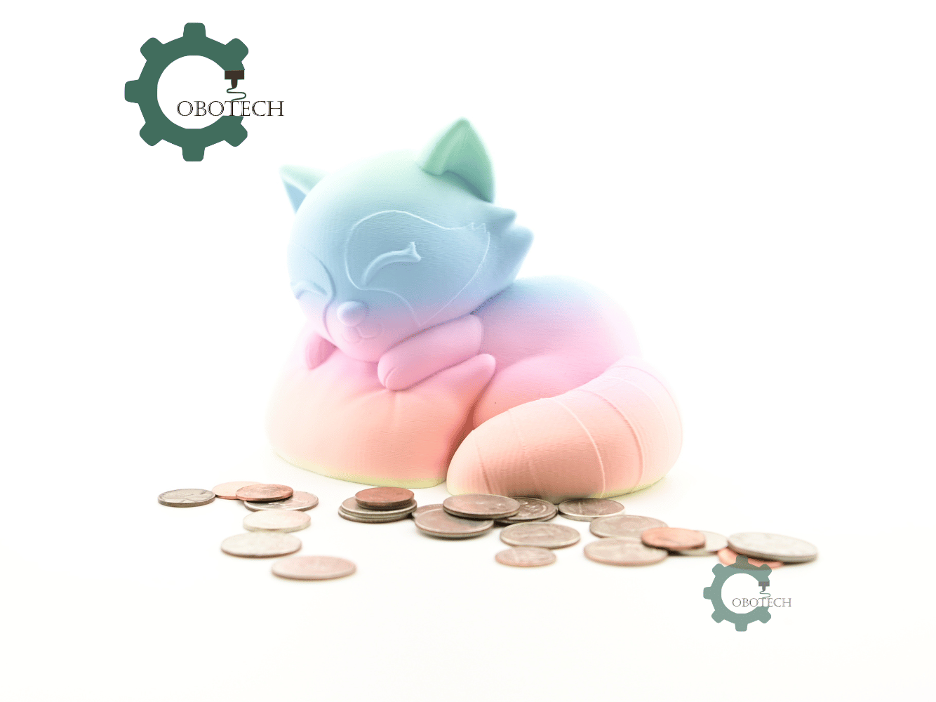 Digital Downloads - Cobotech Sleepy Raccoon On Pillow Piggy Bank - Desk Decor - Coin Bank Gifts