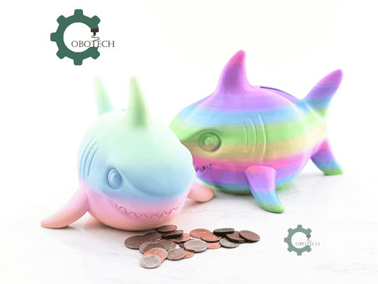 Digital Downloads - Cobotech Smiling Shark Piggy Bank - Desk Decor - Coin Bank Gifts