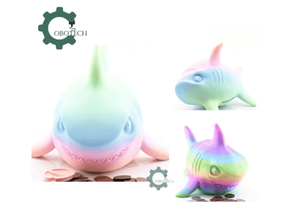 Digital Downloads - Cobotech Smiling Shark Piggy Bank - Desk Decor - Coin Bank Gifts