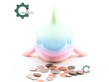 Digital Downloads - Cobotech Smiling Shark Piggy Bank - Desk Decor - Coin Bank Gifts