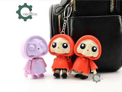 Digital Downloads - Cobotech Spooky Halloween Hoodie Skeleton Articulated Keychain - Cute Backpack Keychain