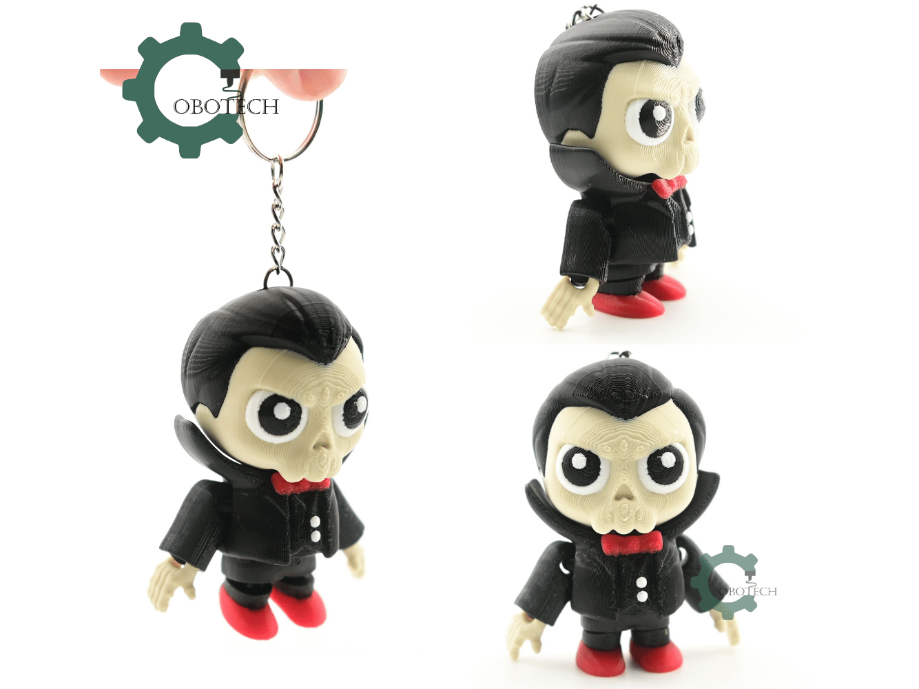 Digital Downloads - Cobotech Spooky Halloween Vampire Skull Articulated Keychain - Cute Backpack Keychain