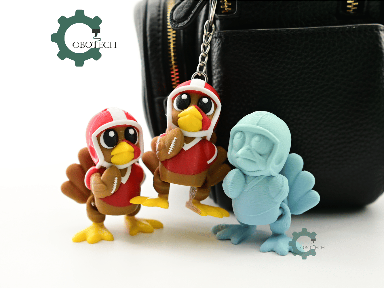Digital Downloads - Cobotech Thanksgiving Football Turkey Articulated Keychain - Cute Backpack Keychain