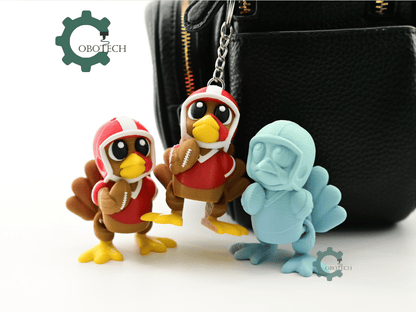 Digital Downloads - Cobotech Thanksgiving Football Turkey Articulated Keychain - Cute Backpack Keychain