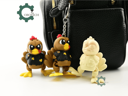 Digital Downloads - Cobotech Thanksgiving Poor Grumpy Turkey Articulated Keychain - Cute Backpack Keychain