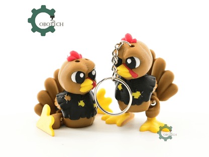 Digital Downloads - Cobotech Thanksgiving Poor Grumpy Turkey Articulated Keychain - Cute Backpack Keychain