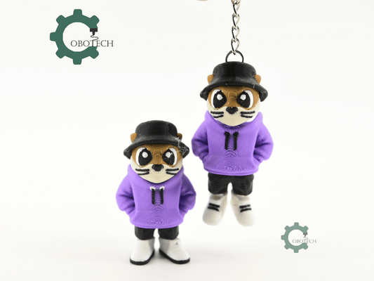 Digital Downloads - Cobotech Urban Otter In Hoodie Articulated Keychain - Cute Backpack Keychain