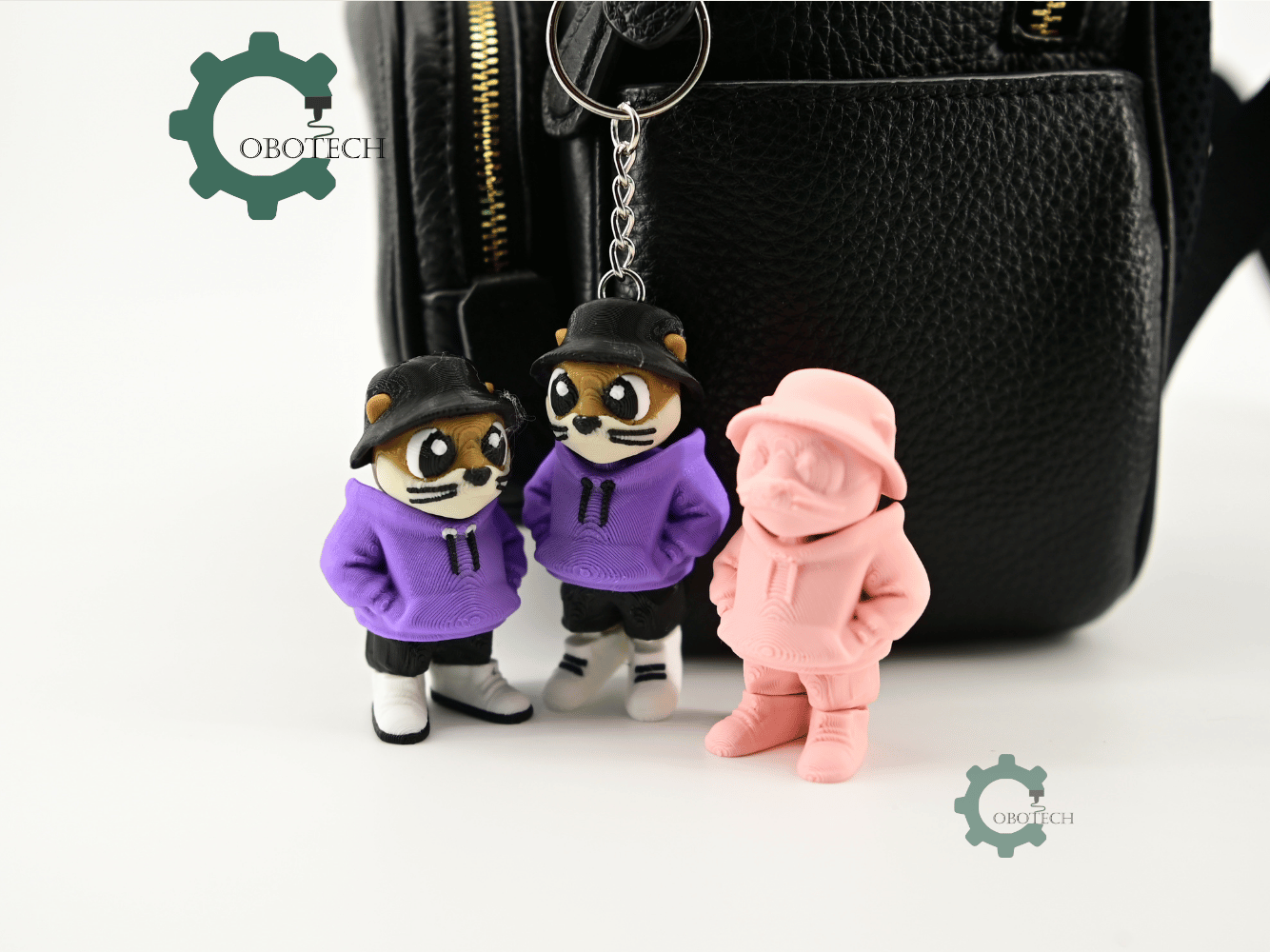 Digital Downloads - Cobotech Urban Otter In Hoodie Articulated Keychain - Cute Backpack Keychain