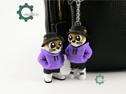 Digital Downloads - Cobotech Urban Otter In Hoodie Articulated Keychain - Cute Backpack Keychain