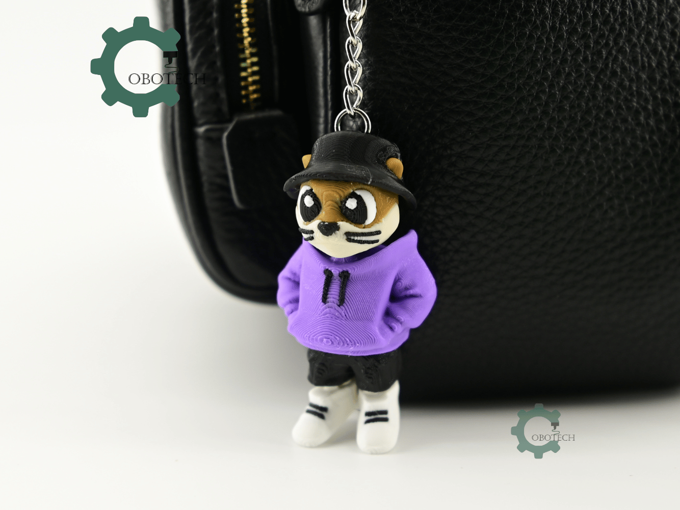 Digital Downloads - Cobotech Urban Otter In Hoodie Articulated Keychain - Cute Backpack Keychain